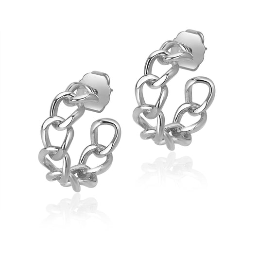 Chunky Chain Earrings - White Gold