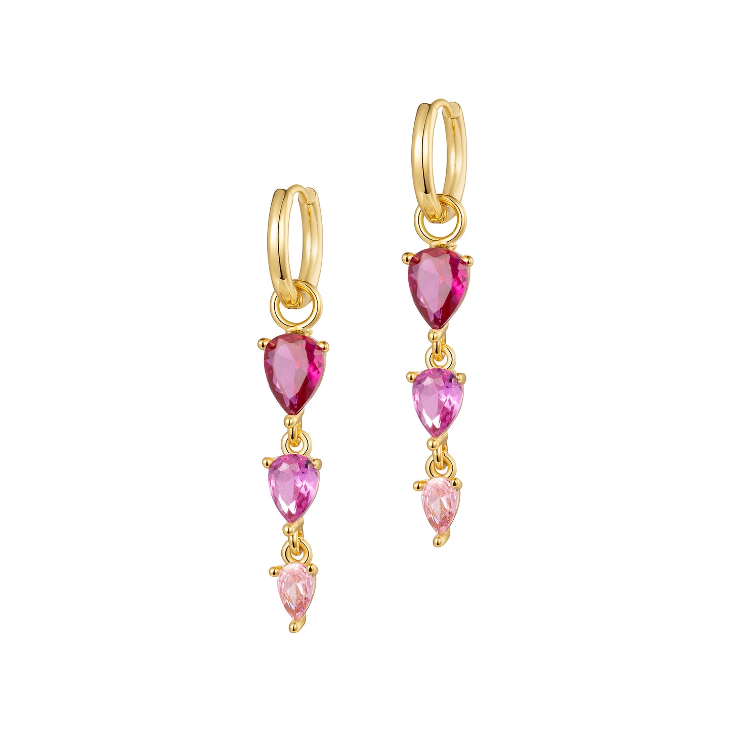 Dew Drops Dangle Earrings - Pink