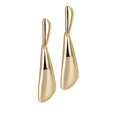 A pair of gold-plated teardrop-shaped earrings with a shiny finish.