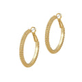Gold hoop earrings on a white background
