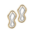 A pair of oyster-inspired earrings with a fluid double-drop silhouette, featuring a combination of gold and white gold finishes.