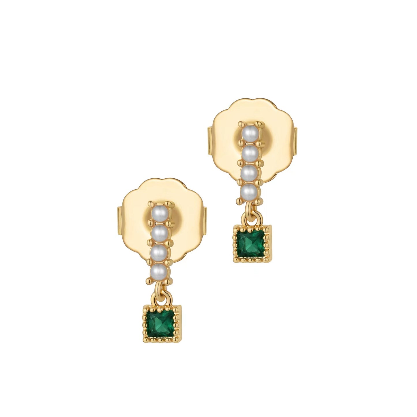 Pearly Emerald Drop Earrings