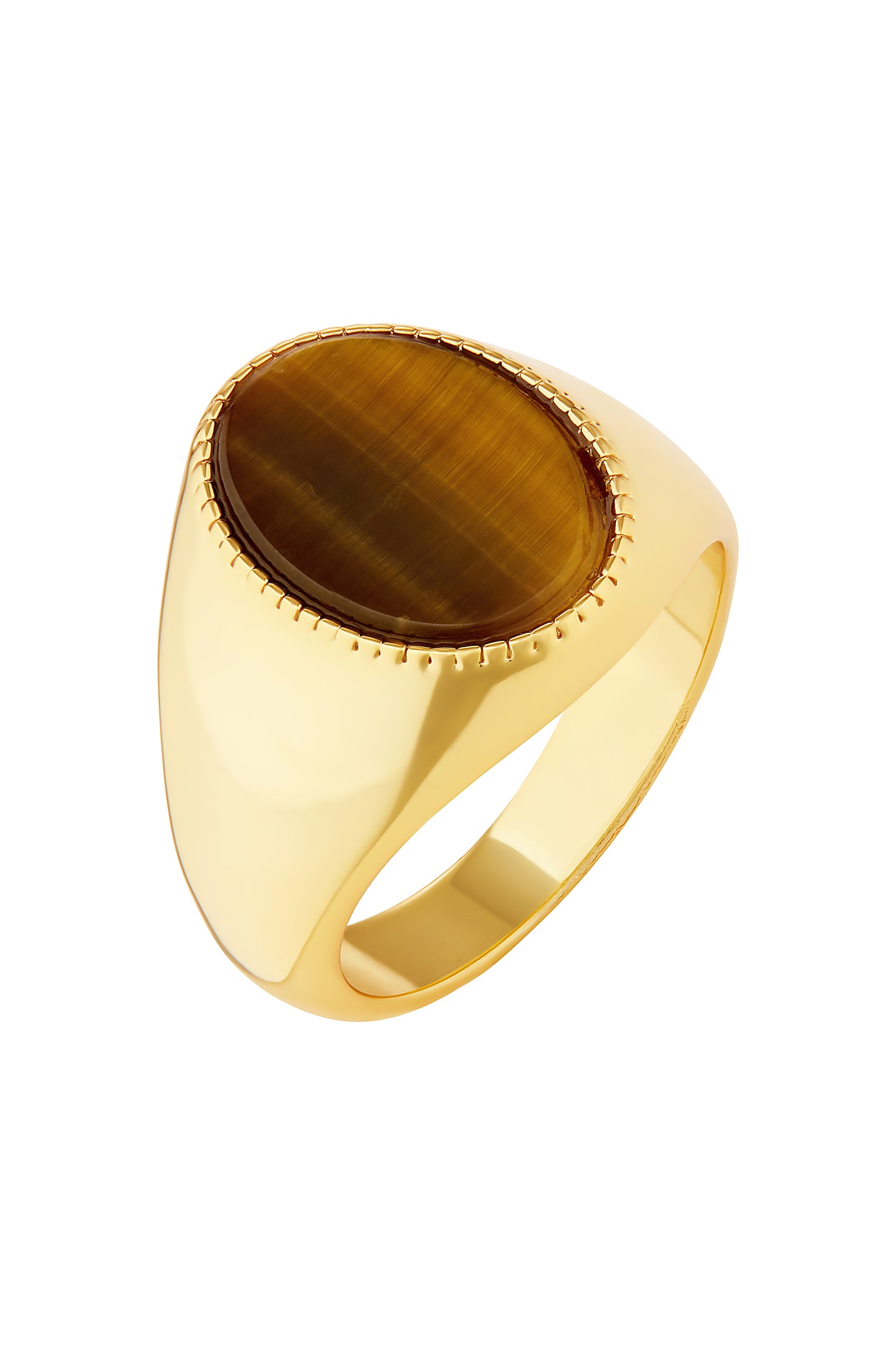 Tiger Eye Oval Signet Ring