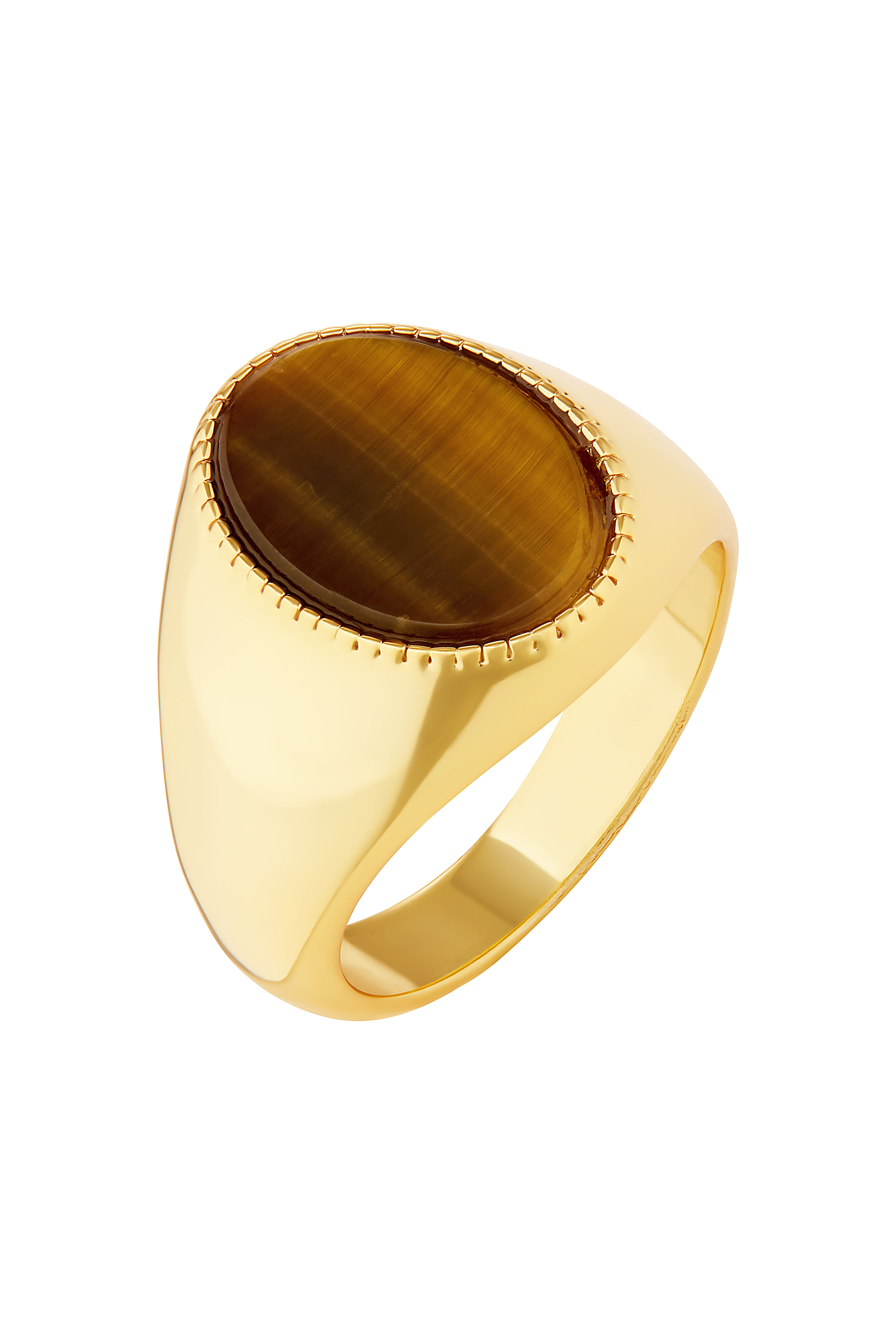 Tiger Eye Oval Signet Ring