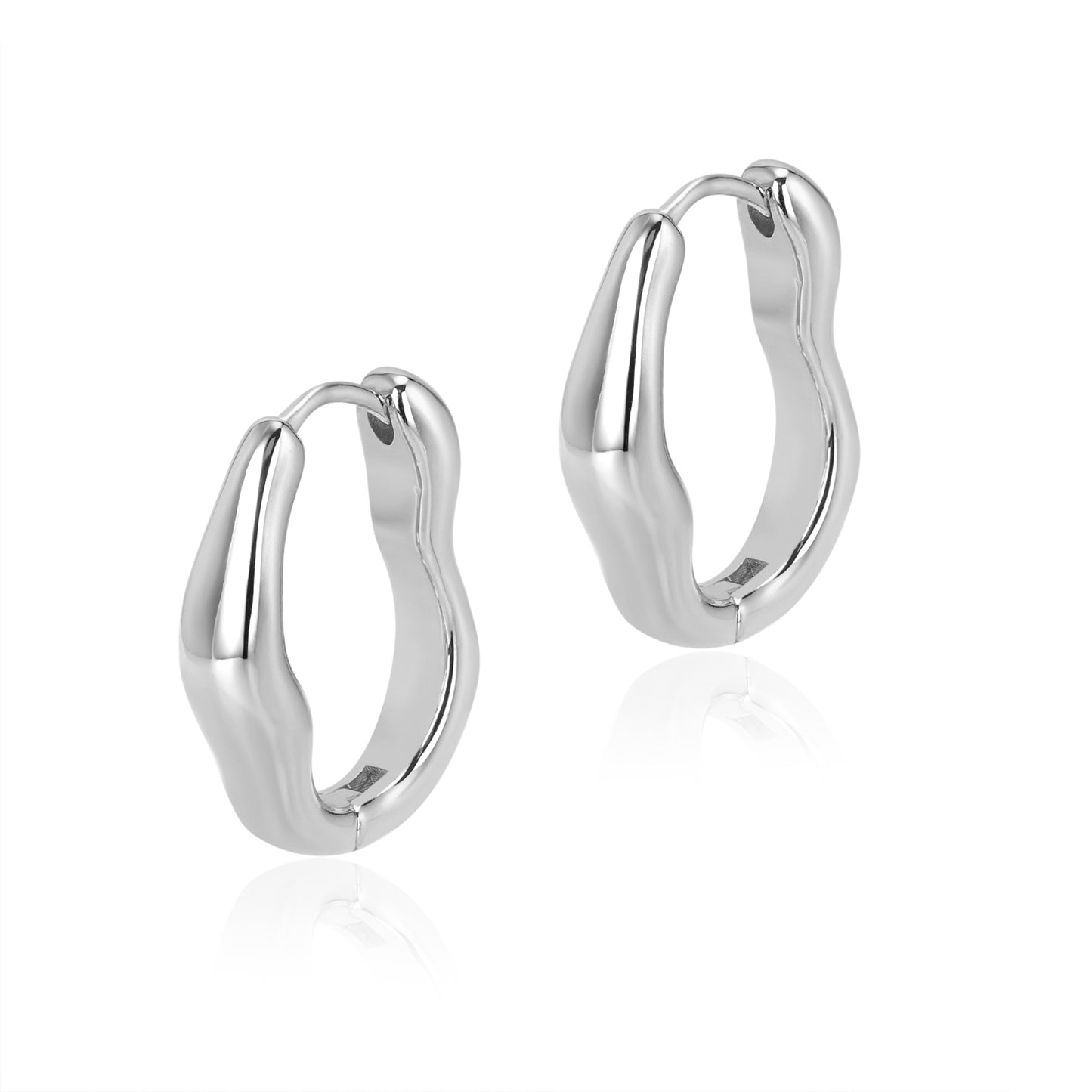 Wiggle And Wave Earrings - White Gold