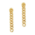 A pair of gold-colored chunky chain earrings with a rocker-chic design.
